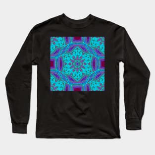 Abstract cyan flower kaleidoscopes Long Sleeve T-Shirt